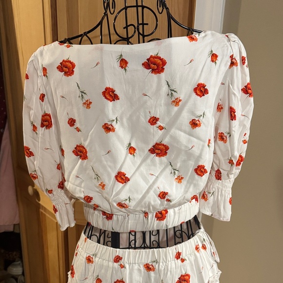 Charlie Holiday White Maxi Dress with Red Floral Pattern. - Picture 4 of 6